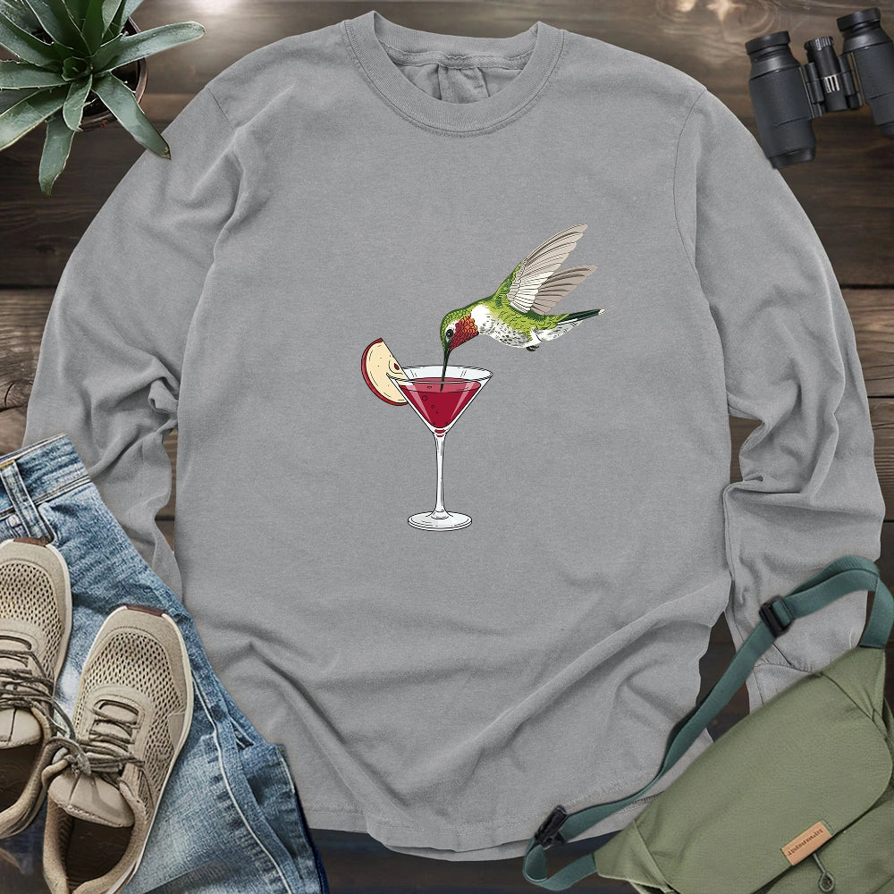 Hummingbird Sipping Cocktail Long Sleeve T-shirt