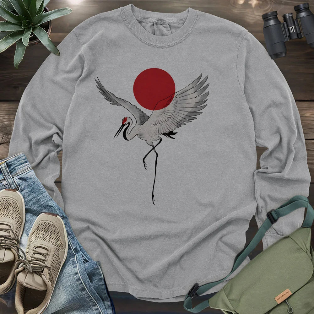Japan Sun Crane Long Sleeve T-shirt