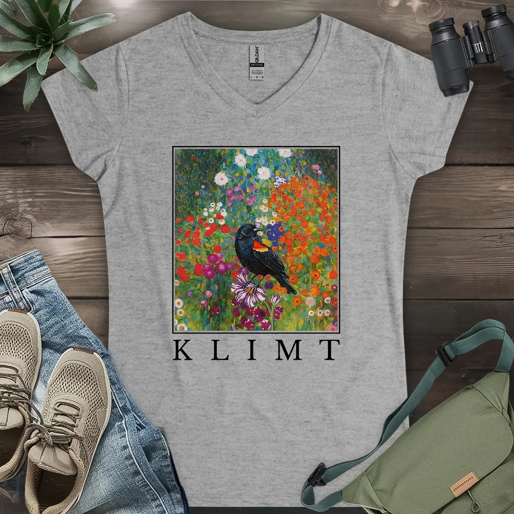 Klimt Blackbird Lady V-neck