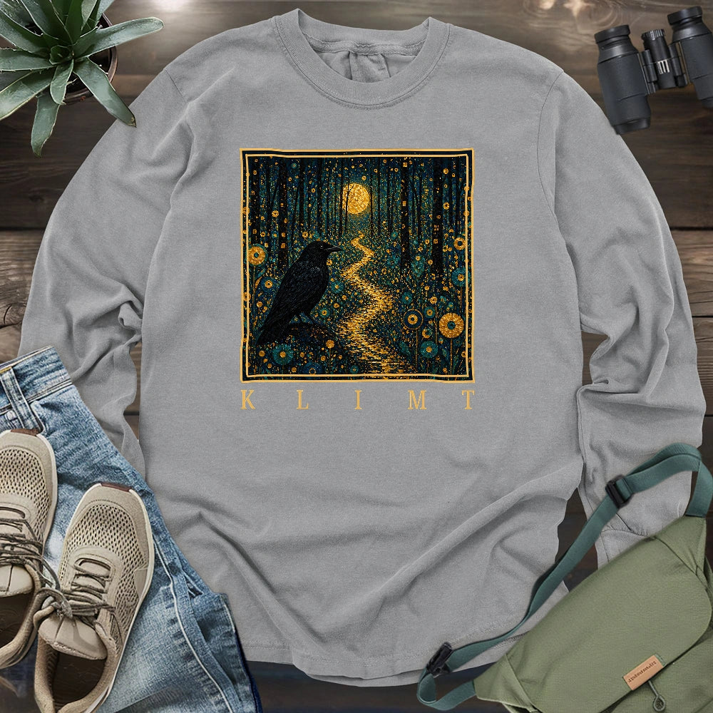 Klimt Crow On Golden Road Long Sleeve T-shirt