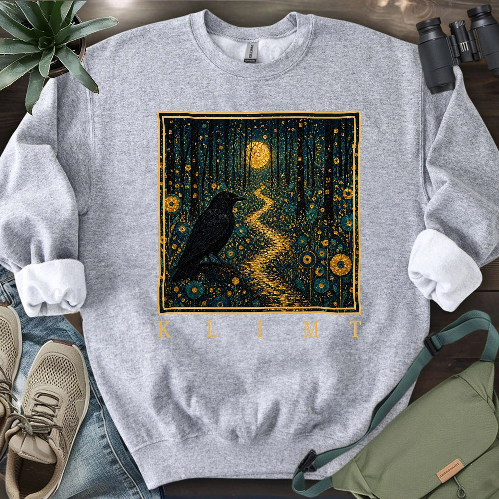 Klimt Crow On Golden Road Sweatshirt