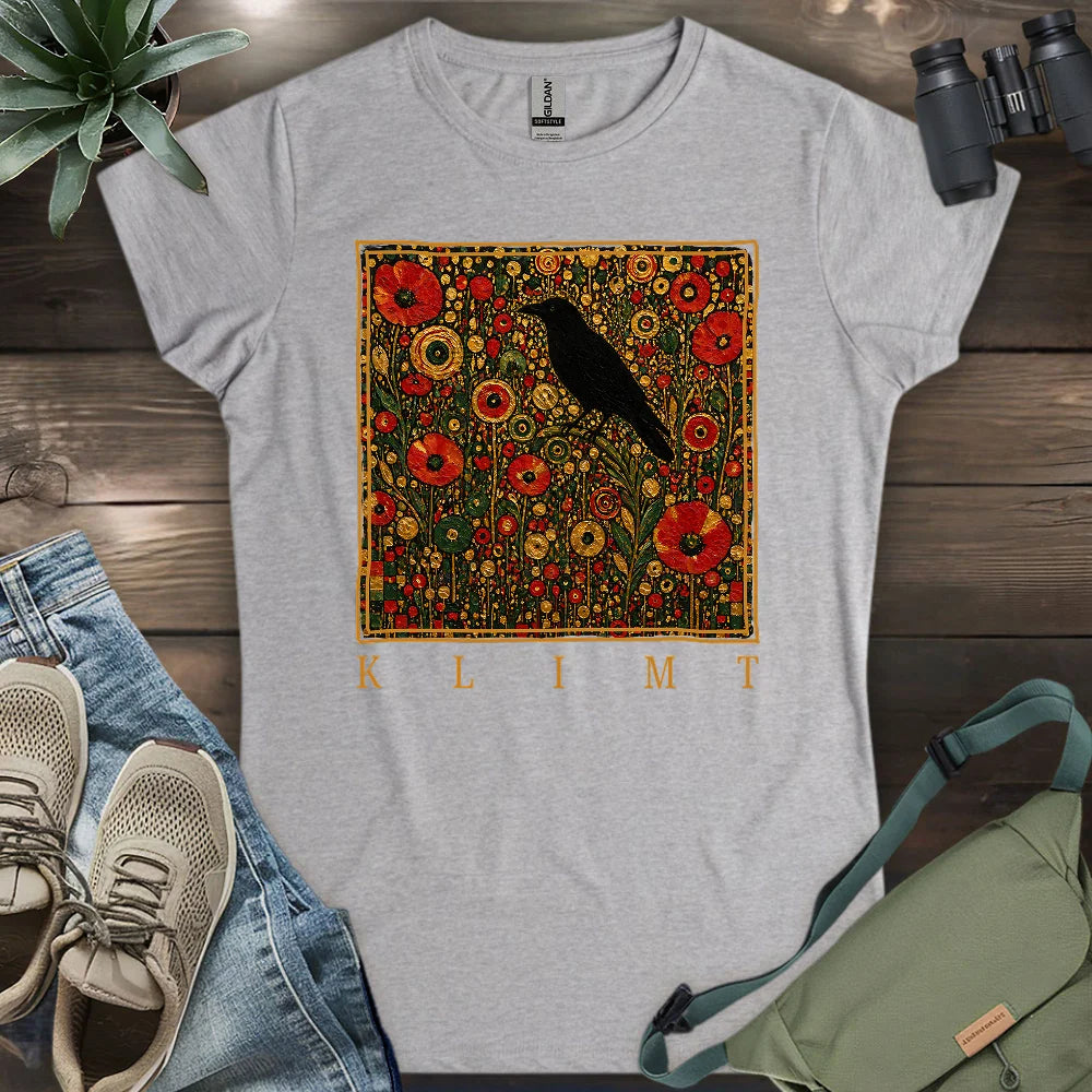 Klimt Raven In Flower Field Women's T-shirt