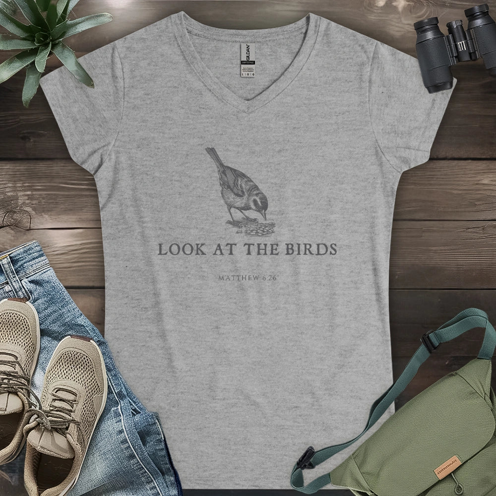 Look At The Birds Lady V-neck