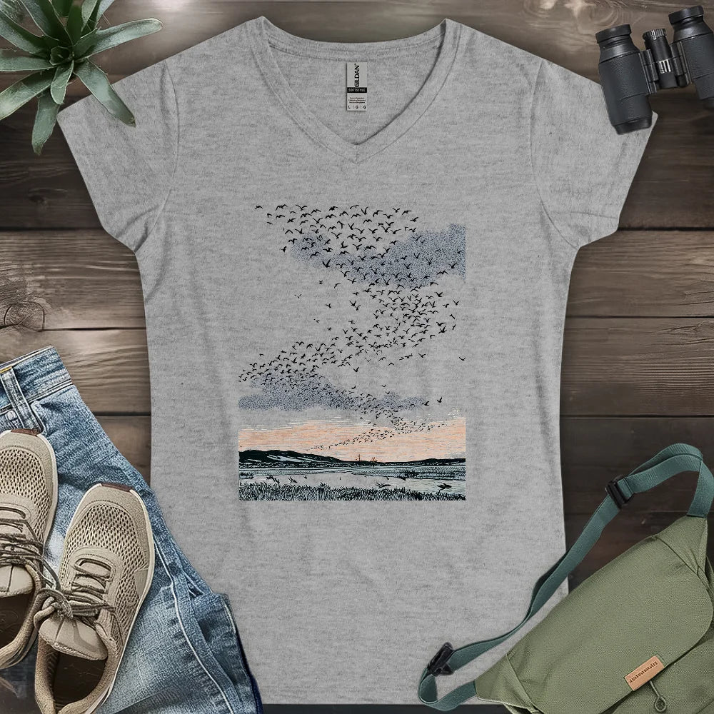 Migrating Wild Ducks Lady V-neck