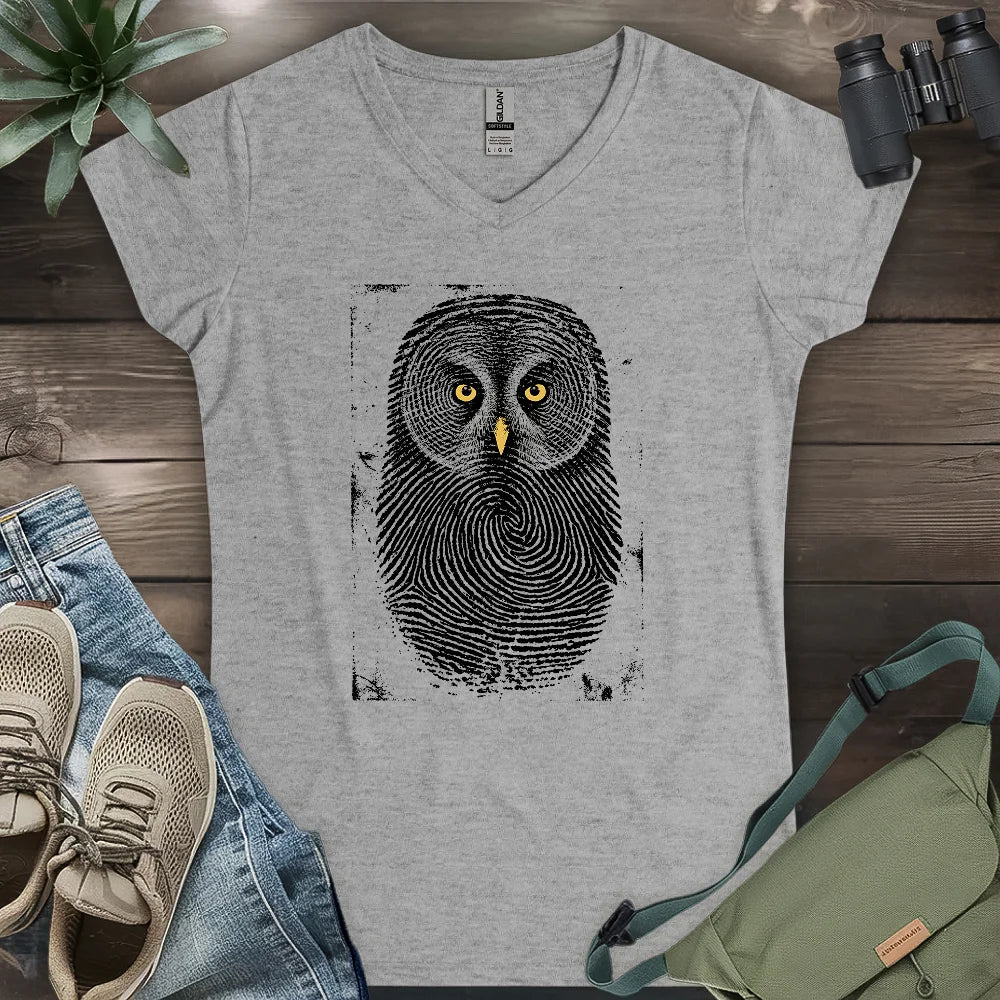 Owl Face Print Lady V-neck