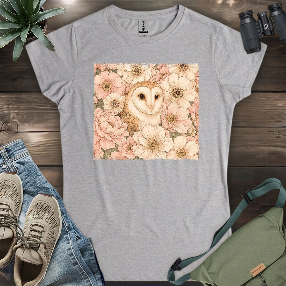 Owl In Flower Field Women's T-shirt
