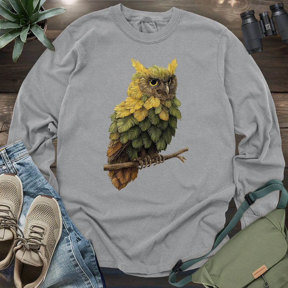 Owl Made By Leaves Long Sleeve T-shirt