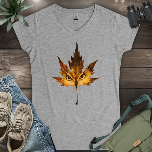 Owl Mapple Leaf Lady V-neck