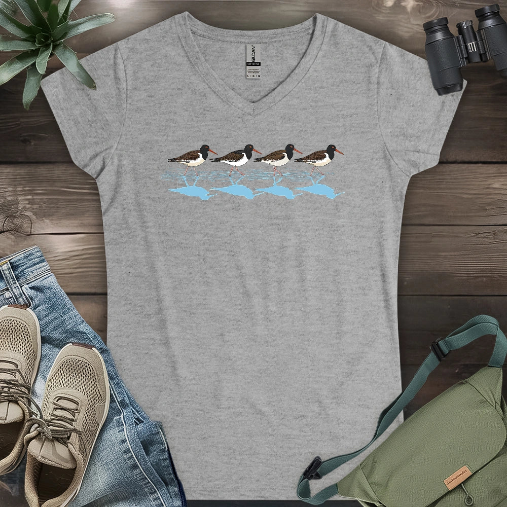 Oystercatchers Walking Lady V-neck