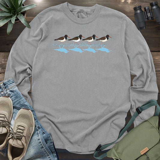 Oystercatchers Walking  Long Sleeve T-shirt