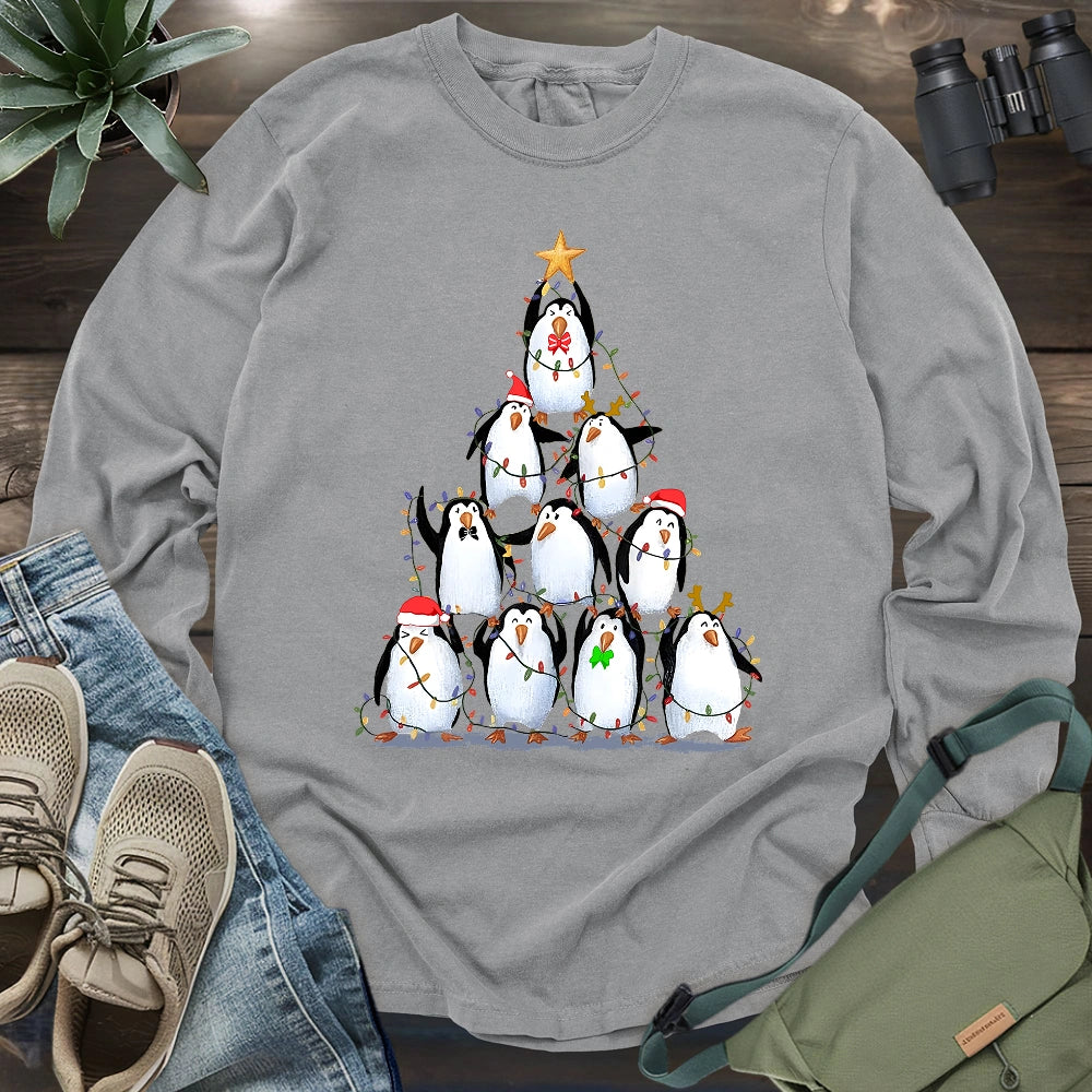 Penguin Christmas Tree Long Sleeve T-shirt