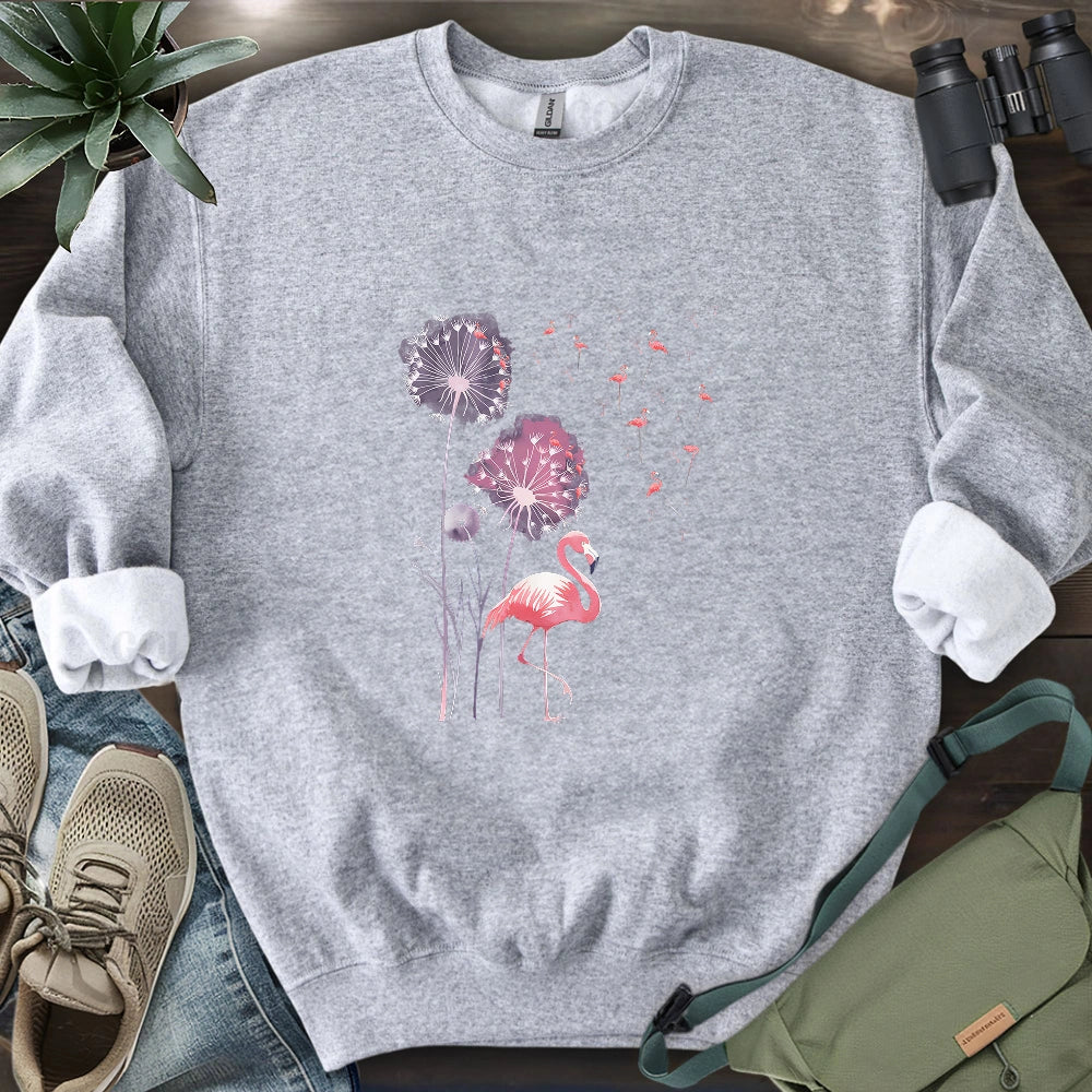 Pink Flamingo Dandelion Sweatshirt
