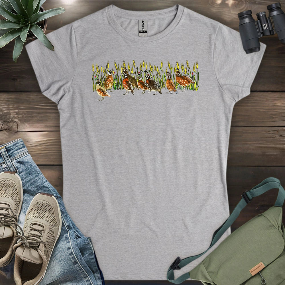 Quails At Wheat Field Women's T-shirt