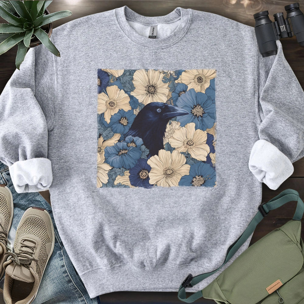 Raven In Flower Field Sweatshirt