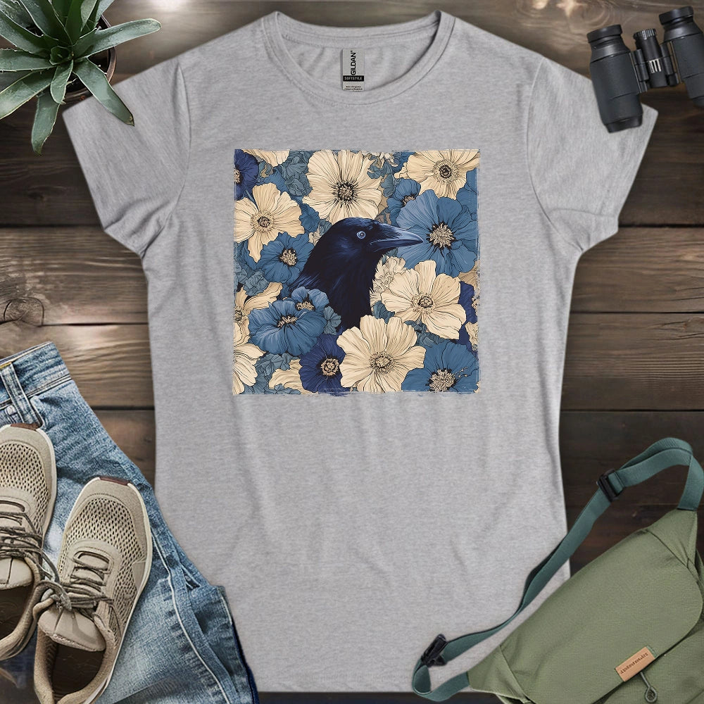Raven In Flower Field Women's T-shirt