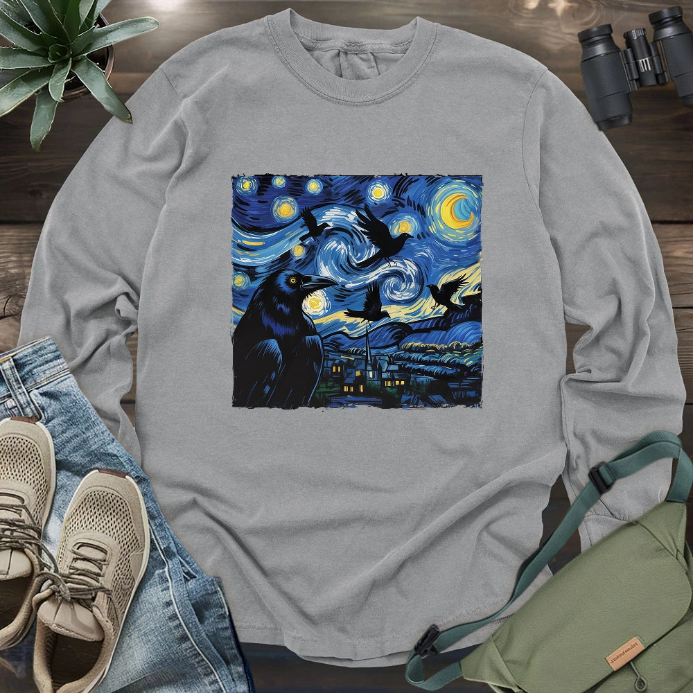 Raven Starry Night Long Sleeve T-shirt