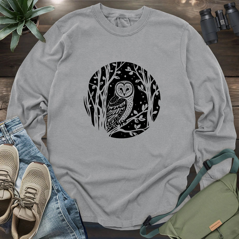 Simple Winter Barn Owl Long Sleeve T-shirt