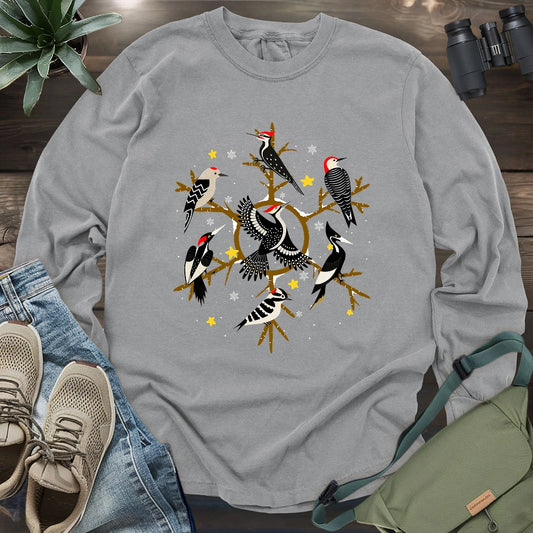 Snowflake of Woodpeckers Long Sleeve T-shirt