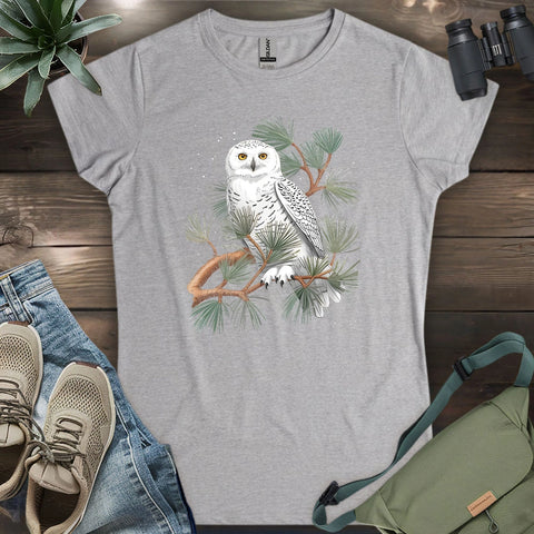 Snowy Owl On Coniferous Tree Women's T-shirt