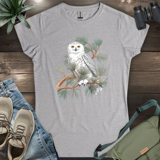 Snowy Owl On Coniferous Tree Women's T-shirt