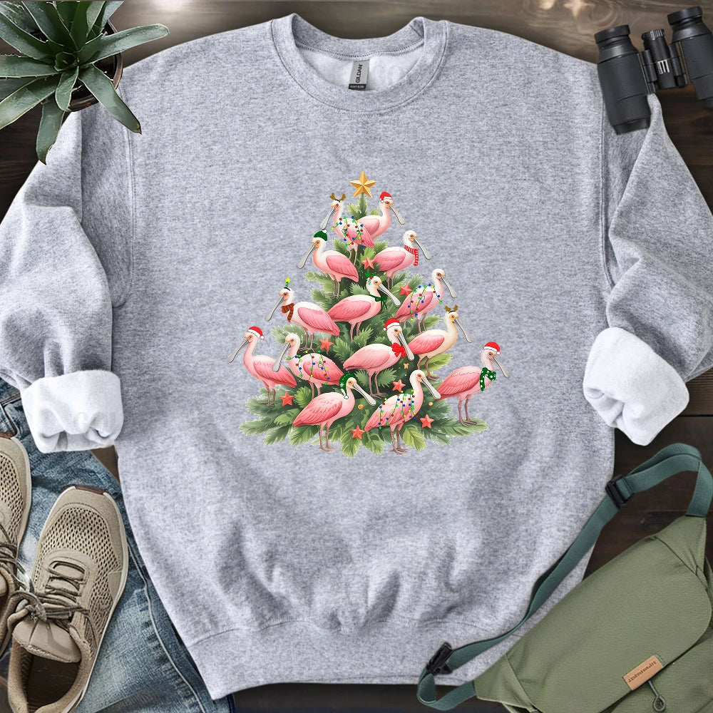 Spoonbill Christmas Tree Sweatshirt