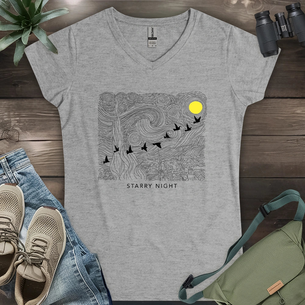 Starry Night Migration Lady V-neck