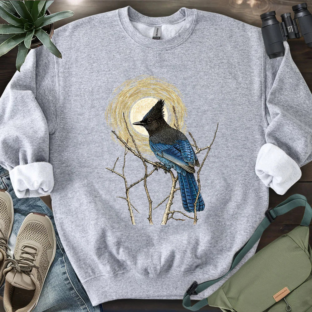 Steller's Jay Under Forest Moonlight Sweatshirt