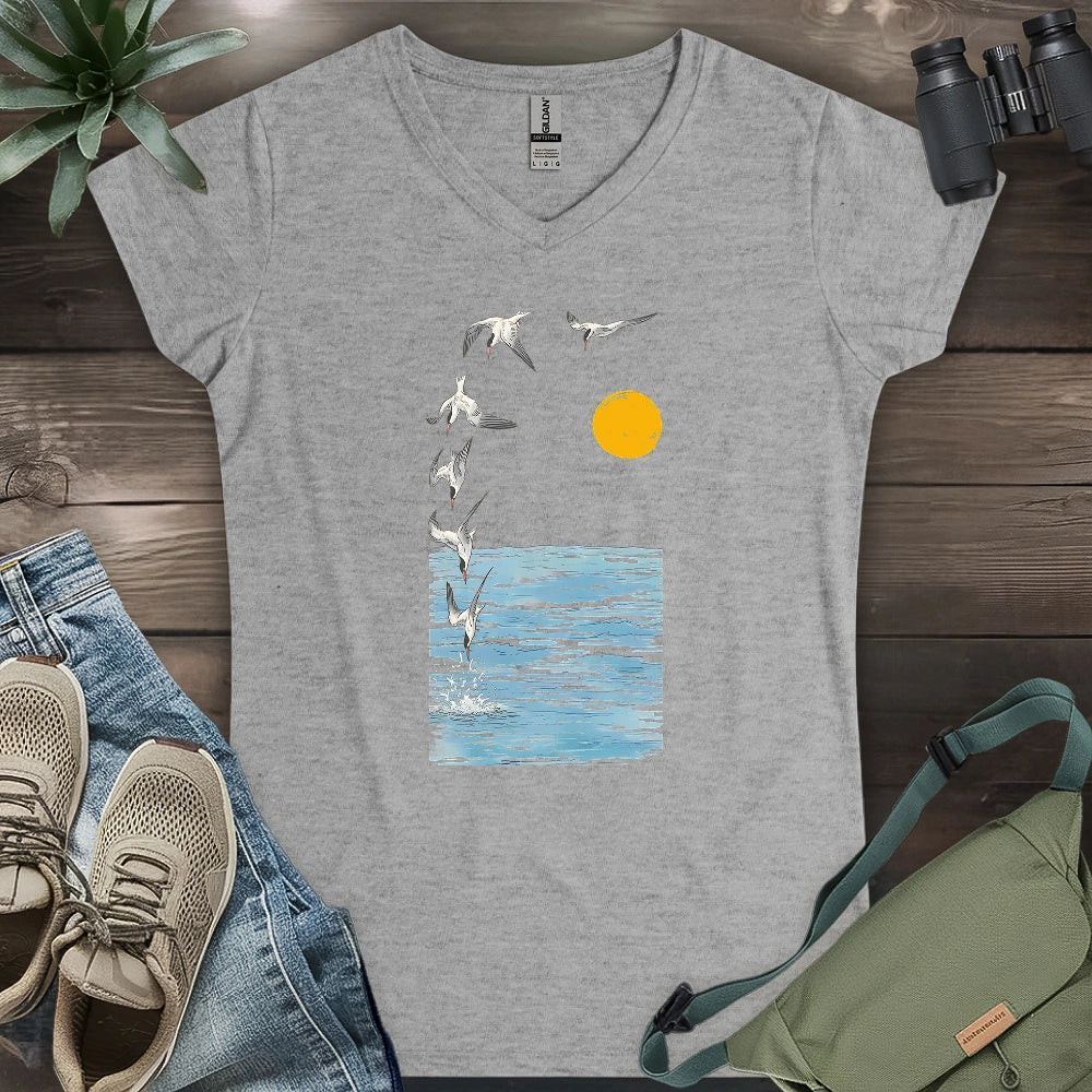 Tern Diving Lady V-neck