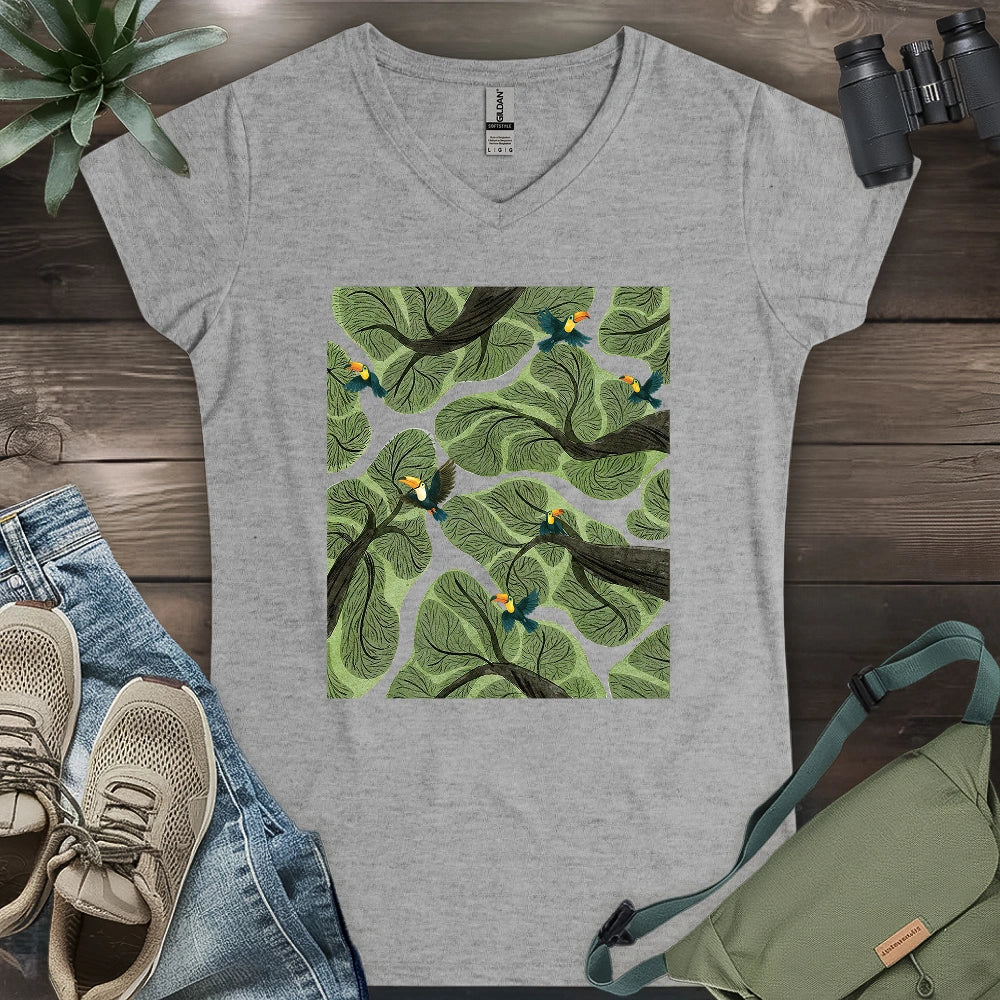 Toucan In Jungle Lady V-neck