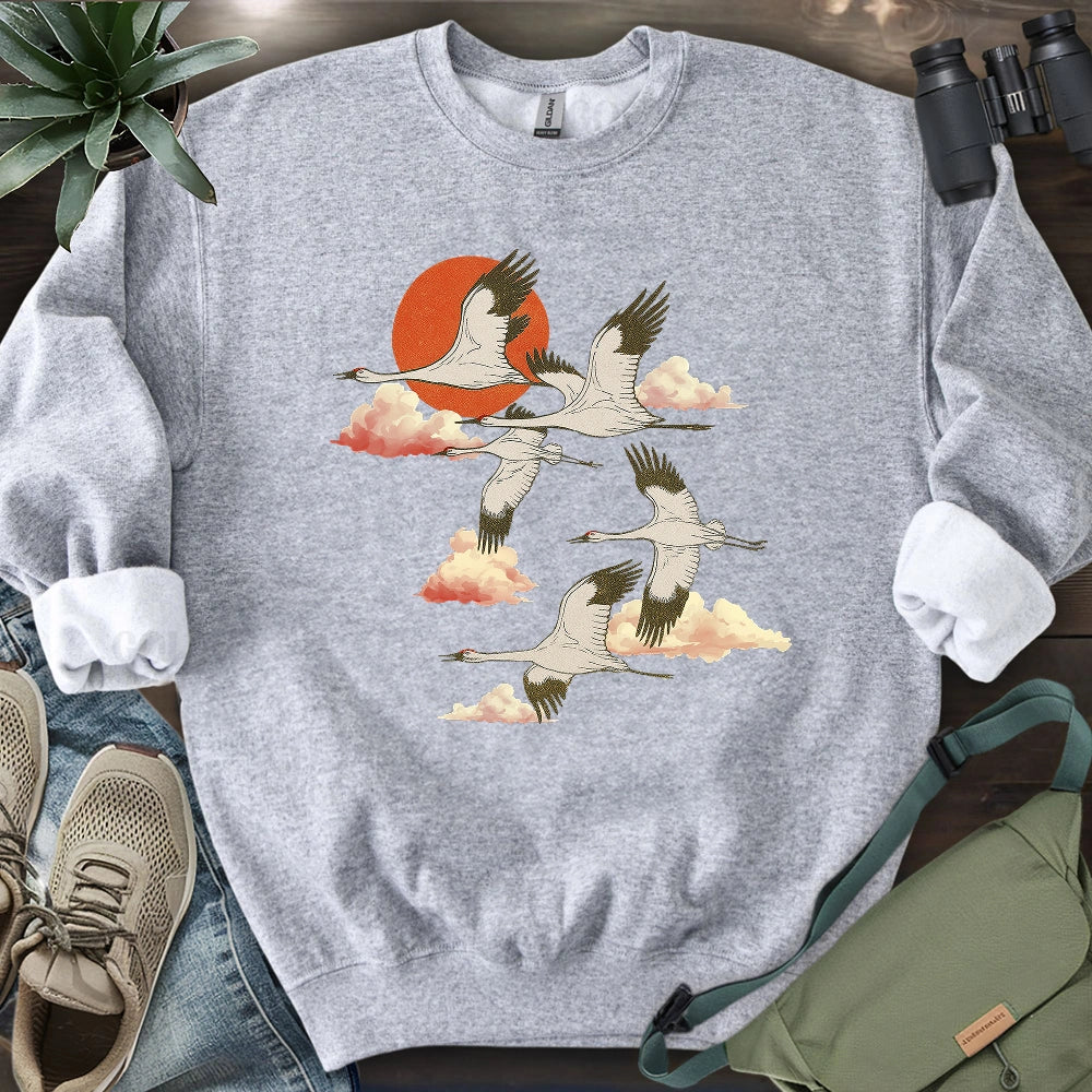 Twilight Whooping Cranes Sweatshirt
