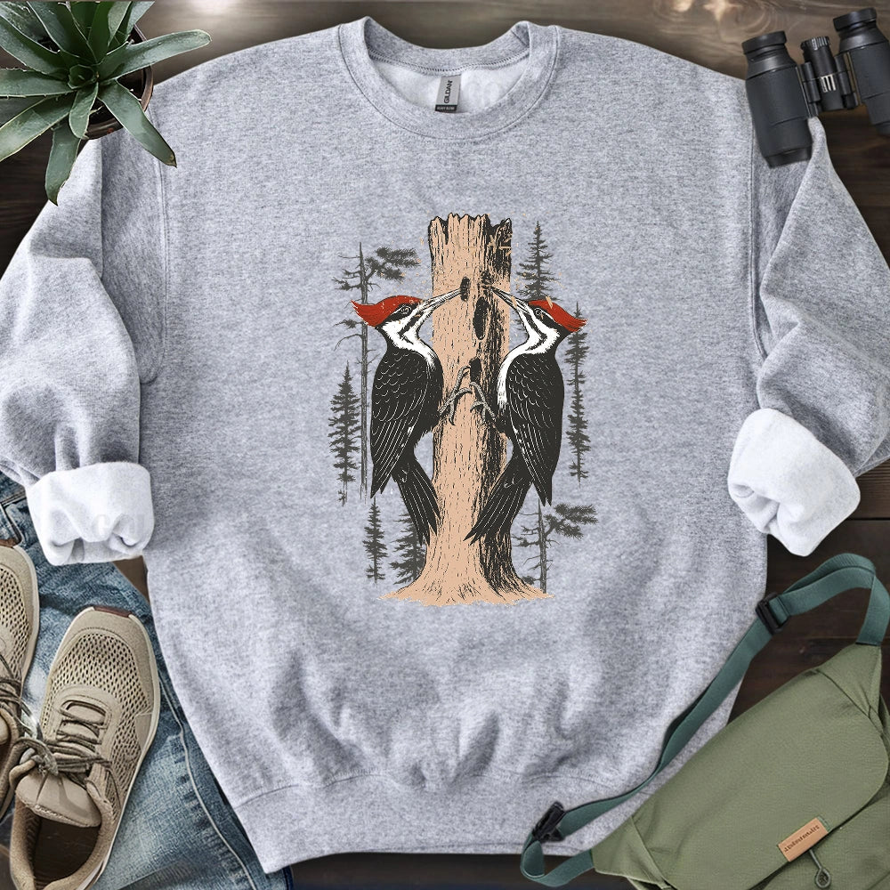 Twin Woodpeckers Drumming Sweatshirt