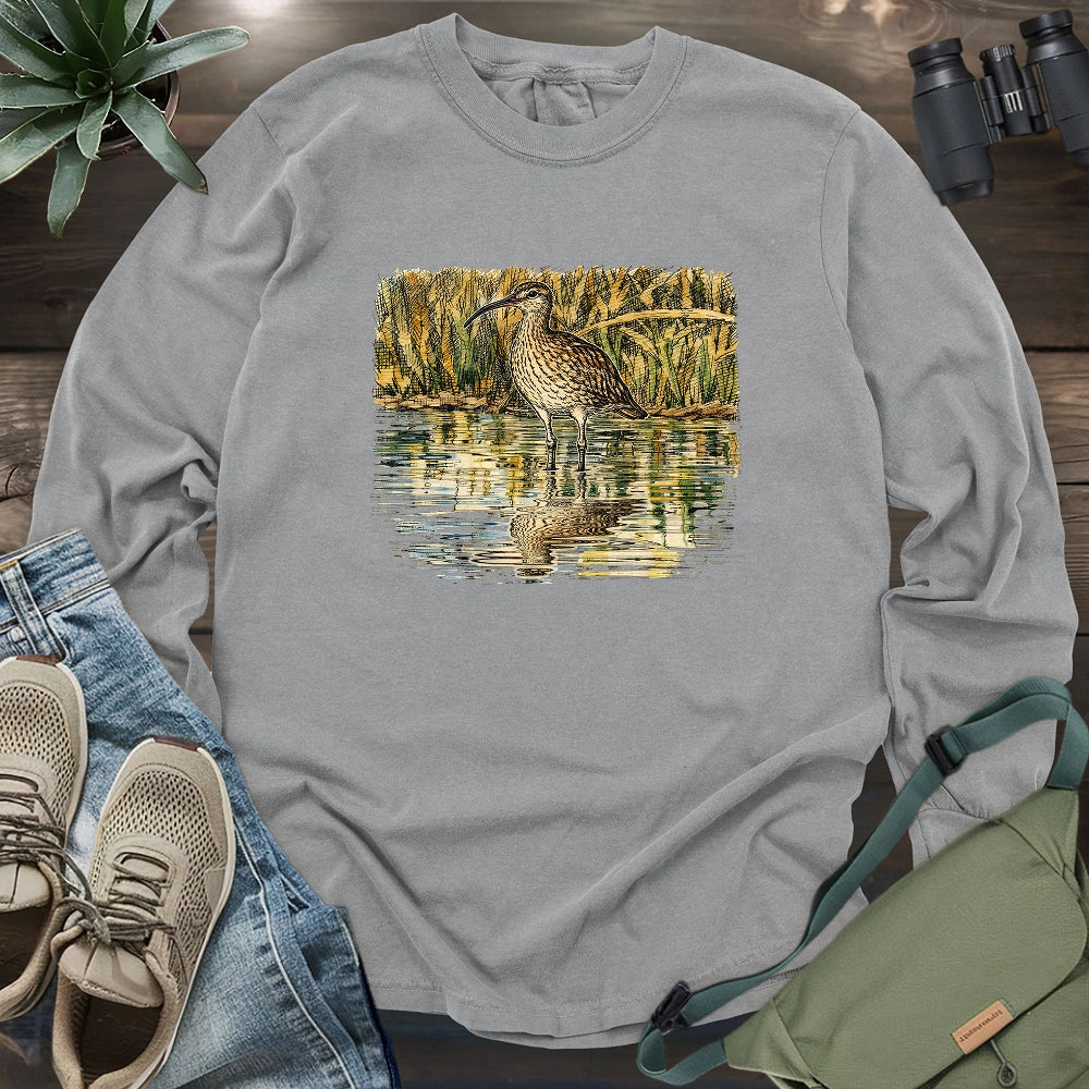 Whimbrel Shadow On Water Long Sleeve T-shirt