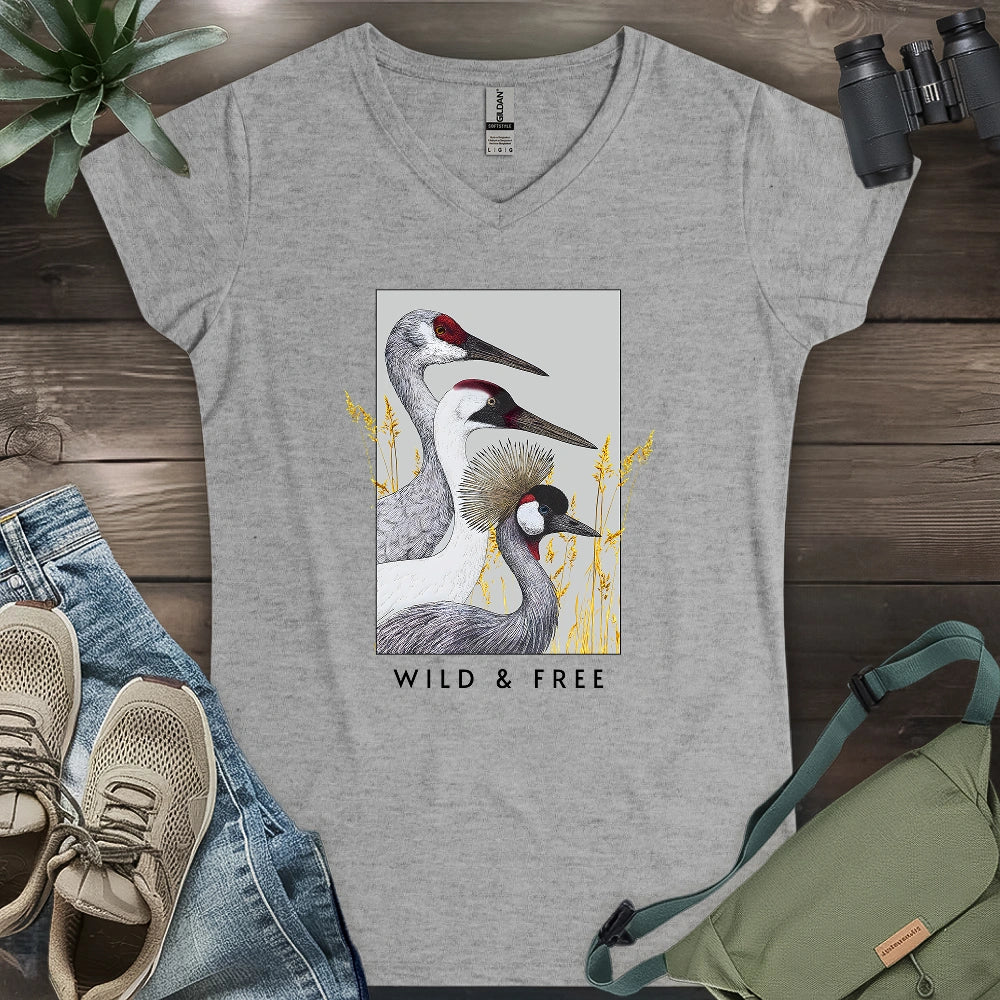 Wild Cranes Must Be Protected Lady V-neck