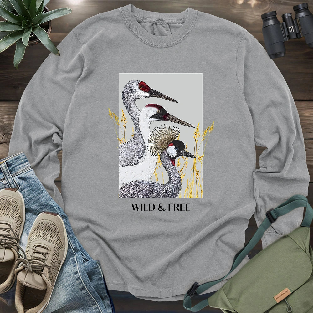 Wild Cranes Must Be Protected Long Sleeve T-shirt