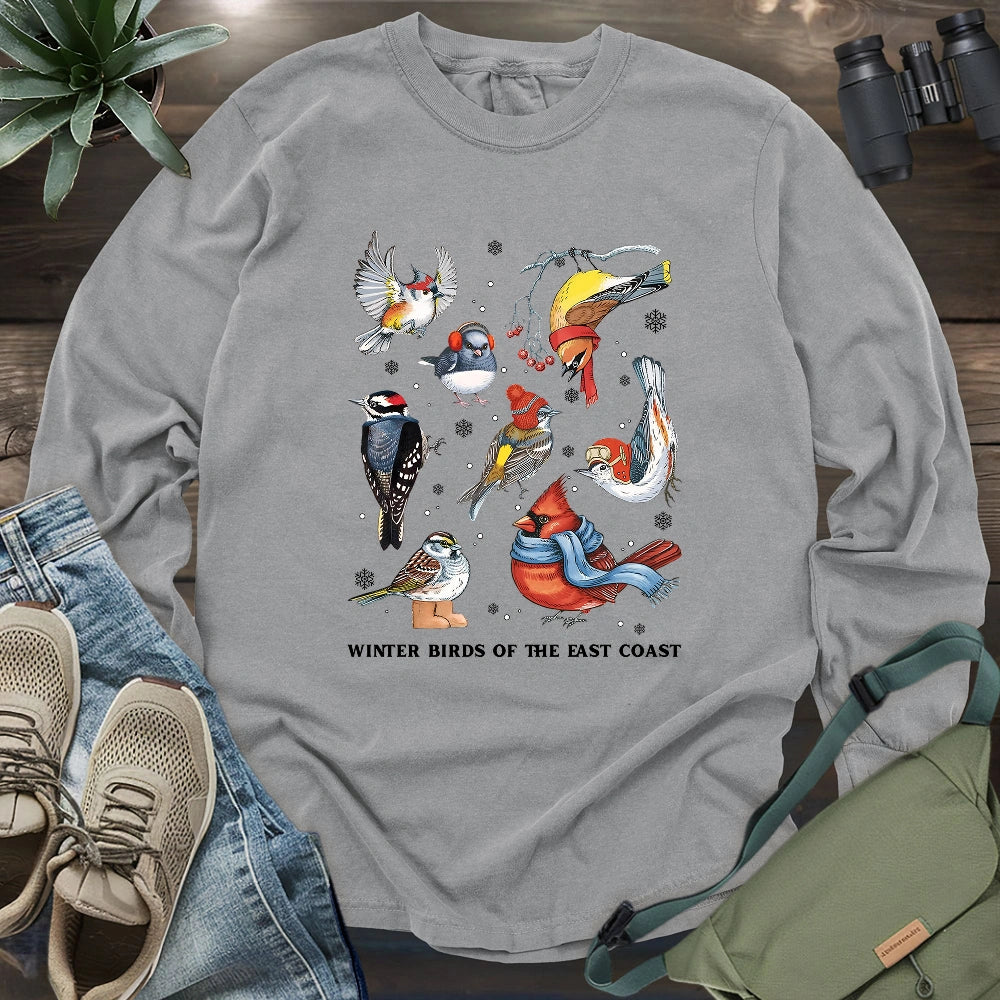 Winter Birds Of East Coast Long Sleeve T-shirt