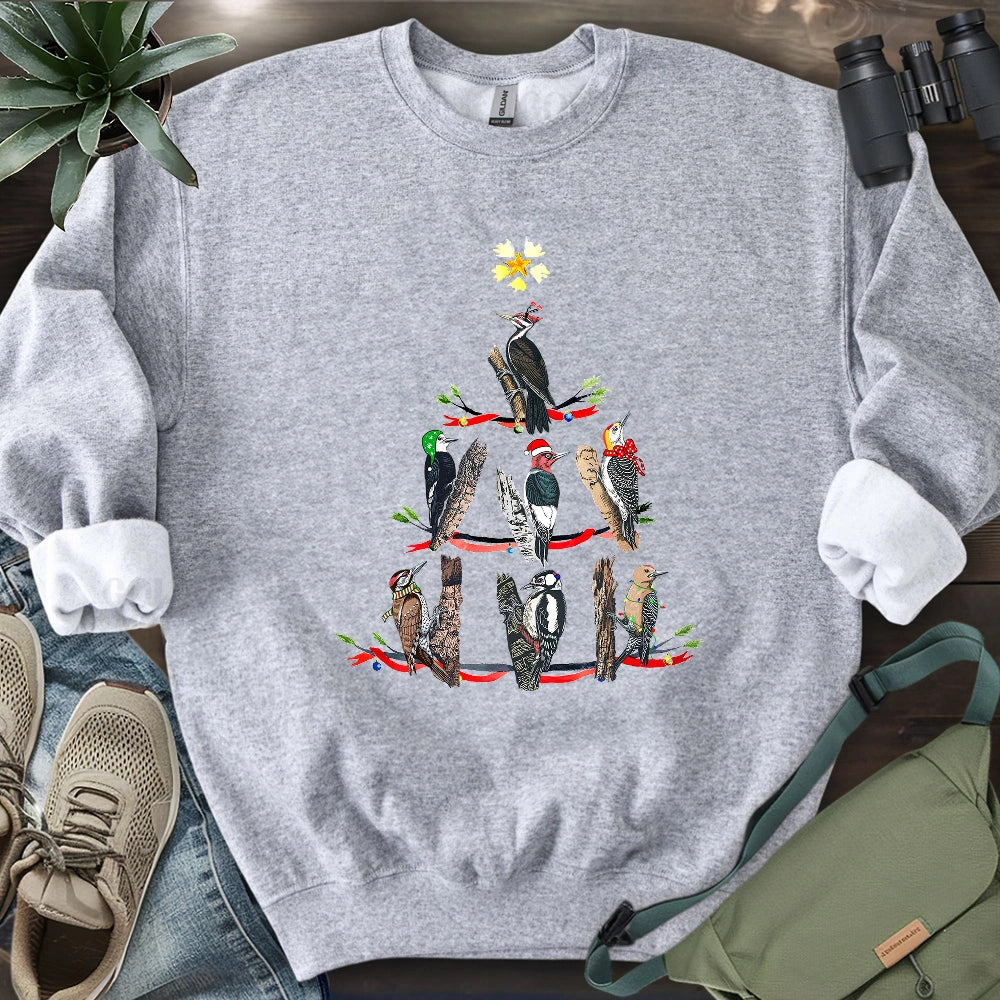 Woodpecker Christmas Tree Sweatshirt