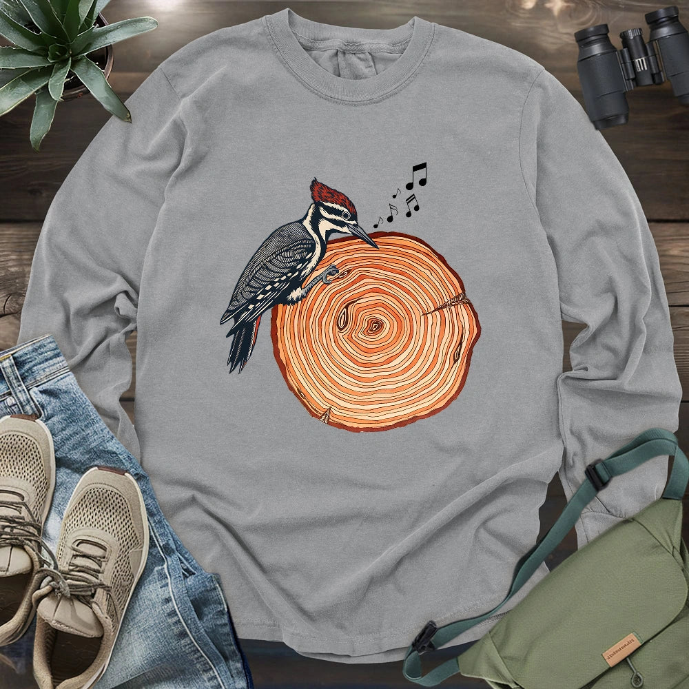 Woodpecker Playing Vinyl Long Sleeve T-shirt
