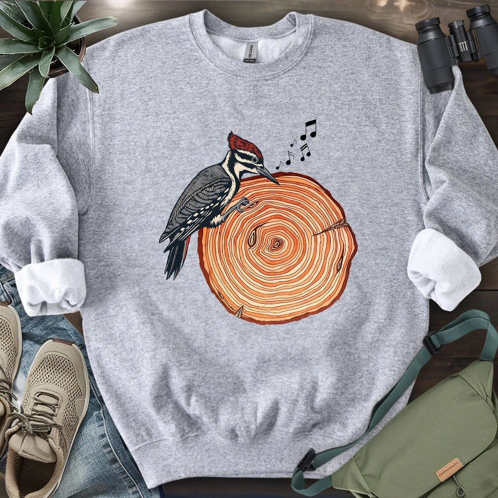 Woodpecker Playing Vinyl Sweatshirt