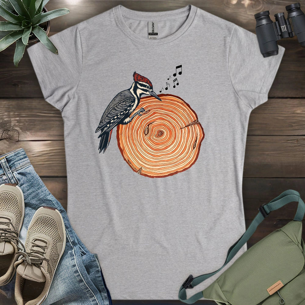 Woodpecker Playing Vinyl Women's T-shirt
