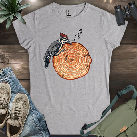 Woodpecker Playing Vinyl Women's T-shirt