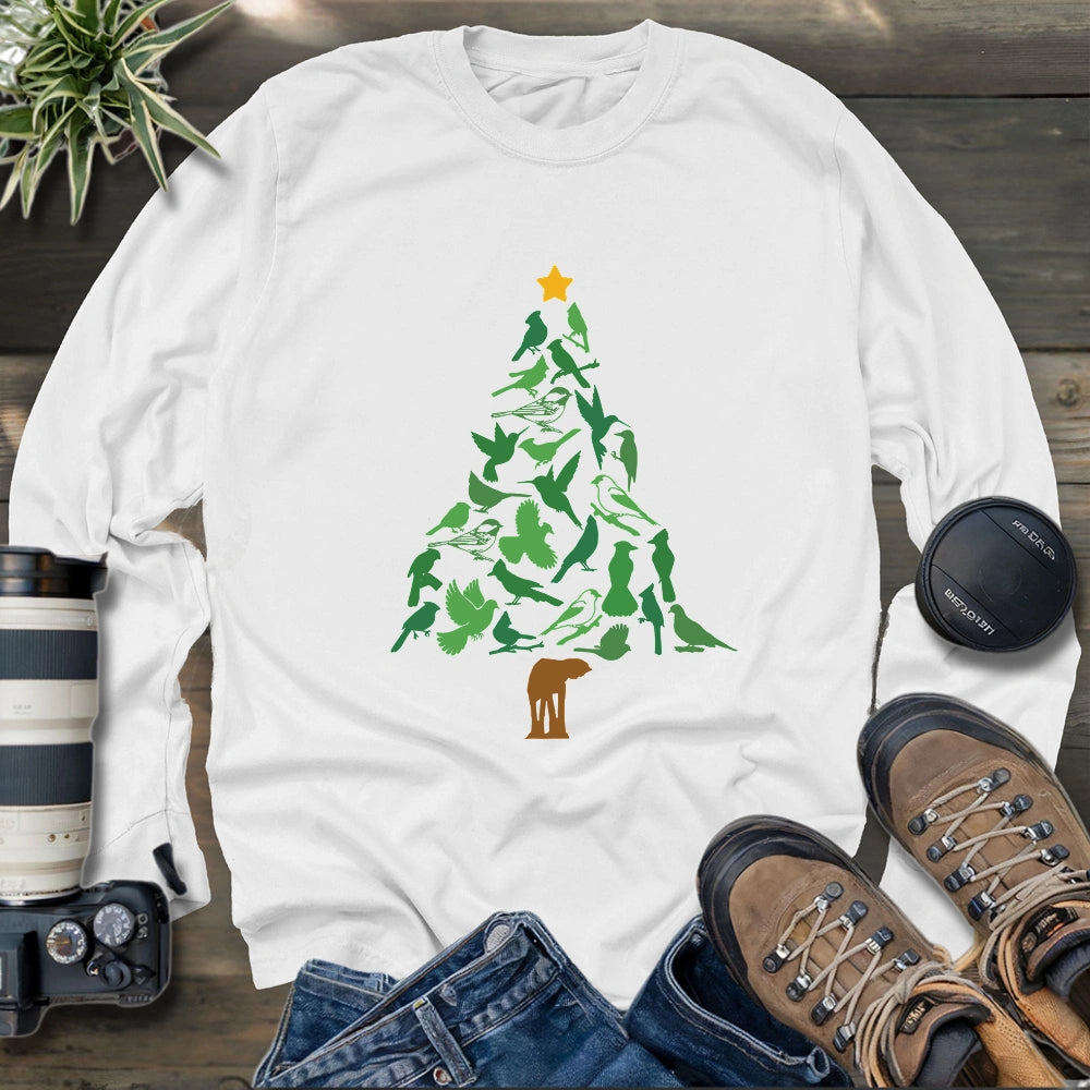 Backyard Birds Christmas Tree Long Sleeve T-shirt