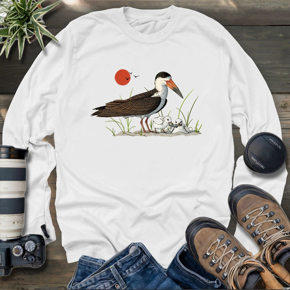 Black Skimmer With Chicks Long Sleeve T-shirt