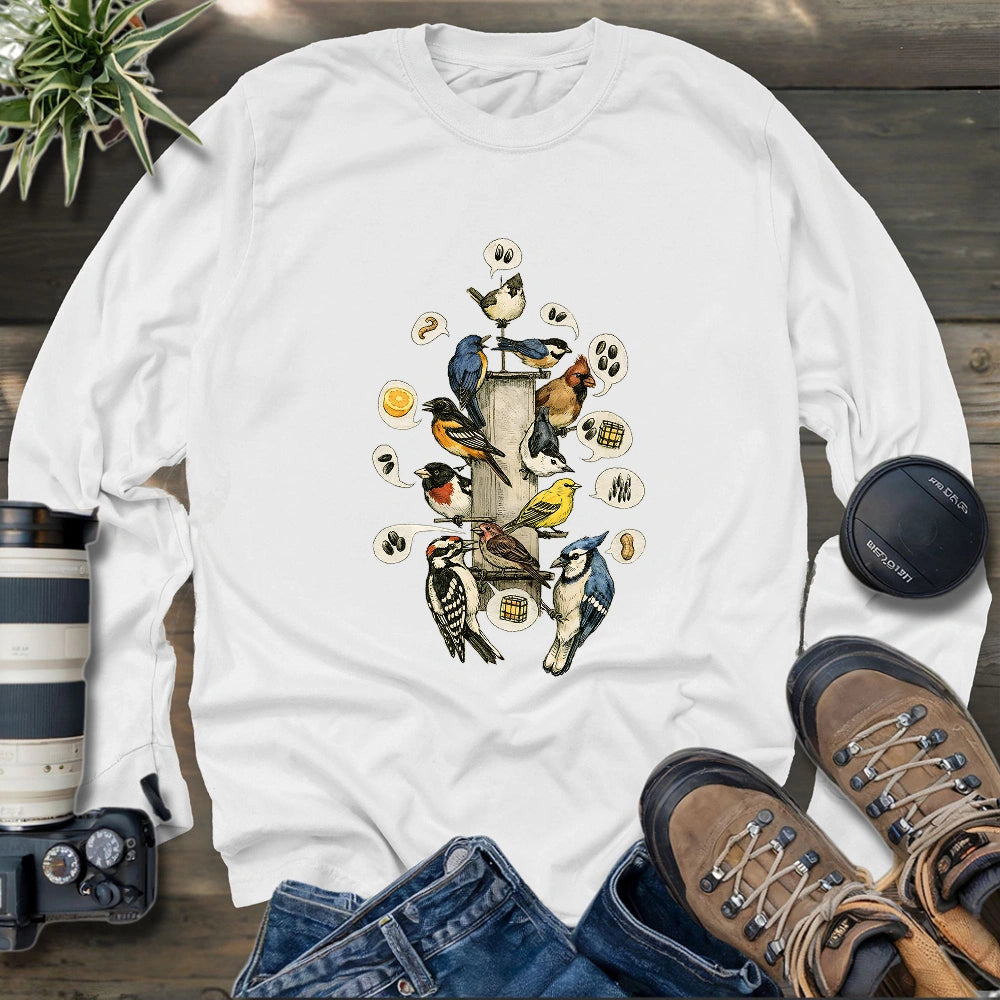 Busy Morning At Feeder Long Sleeve T-shirt