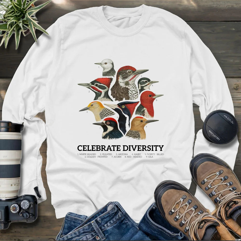 Celebrate Diversity Of Woodpeckers Long Sleeve T-shirt