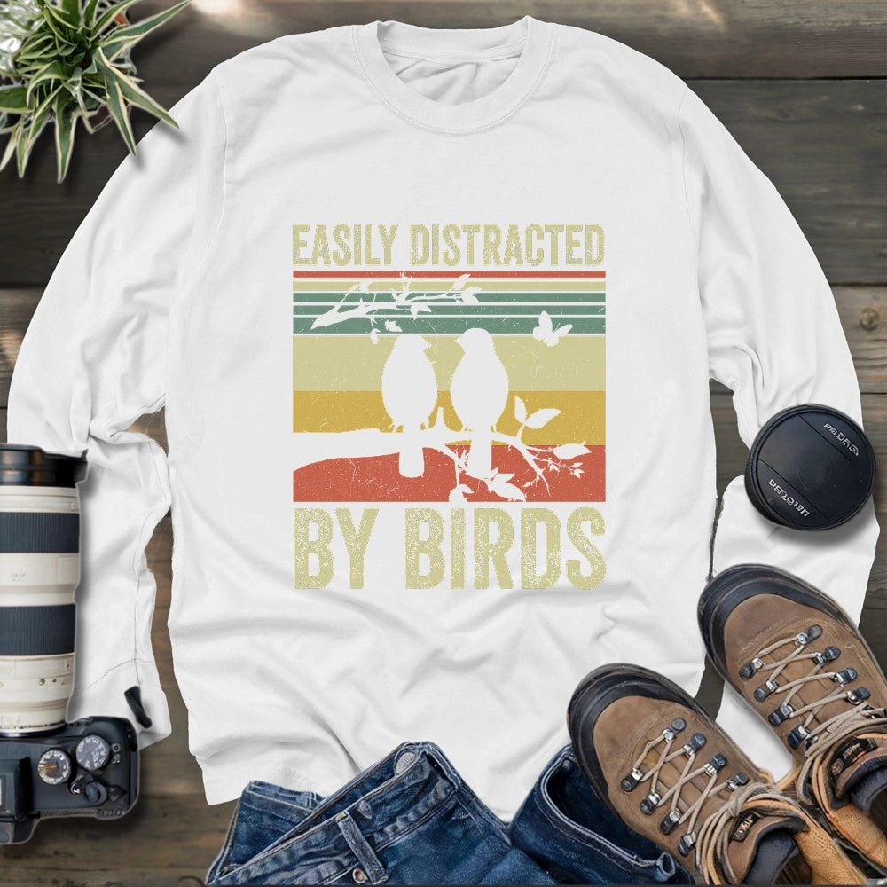Easily Distracted By Bird Long Sleeve T-shirt