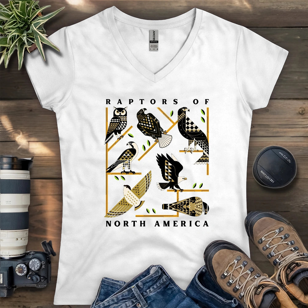 Geometric Raptors Of America Lady V-neck