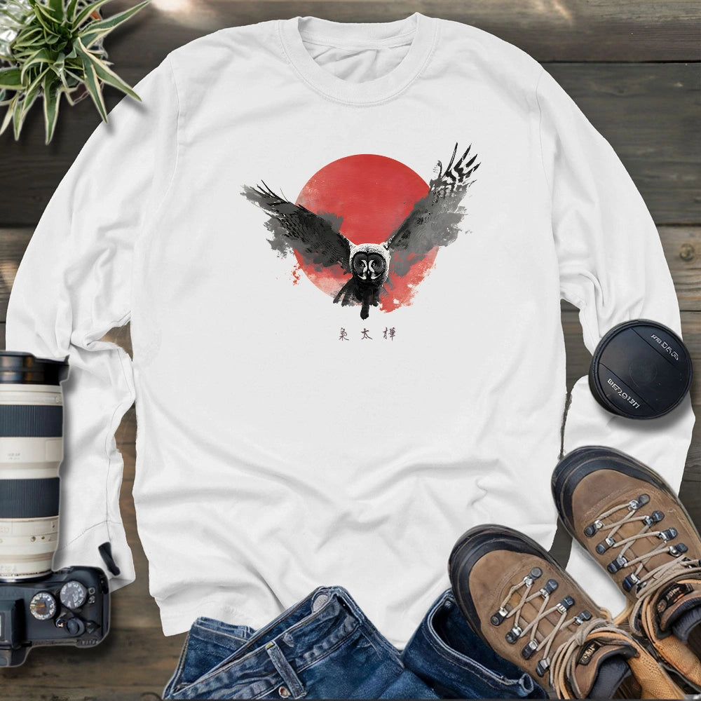 Great Grey Owl At Nightfall Long Sleeve T-shirt