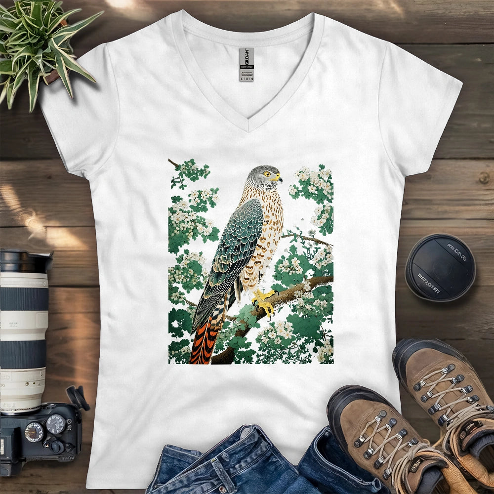 Hawk in Bloom Lady V-neck