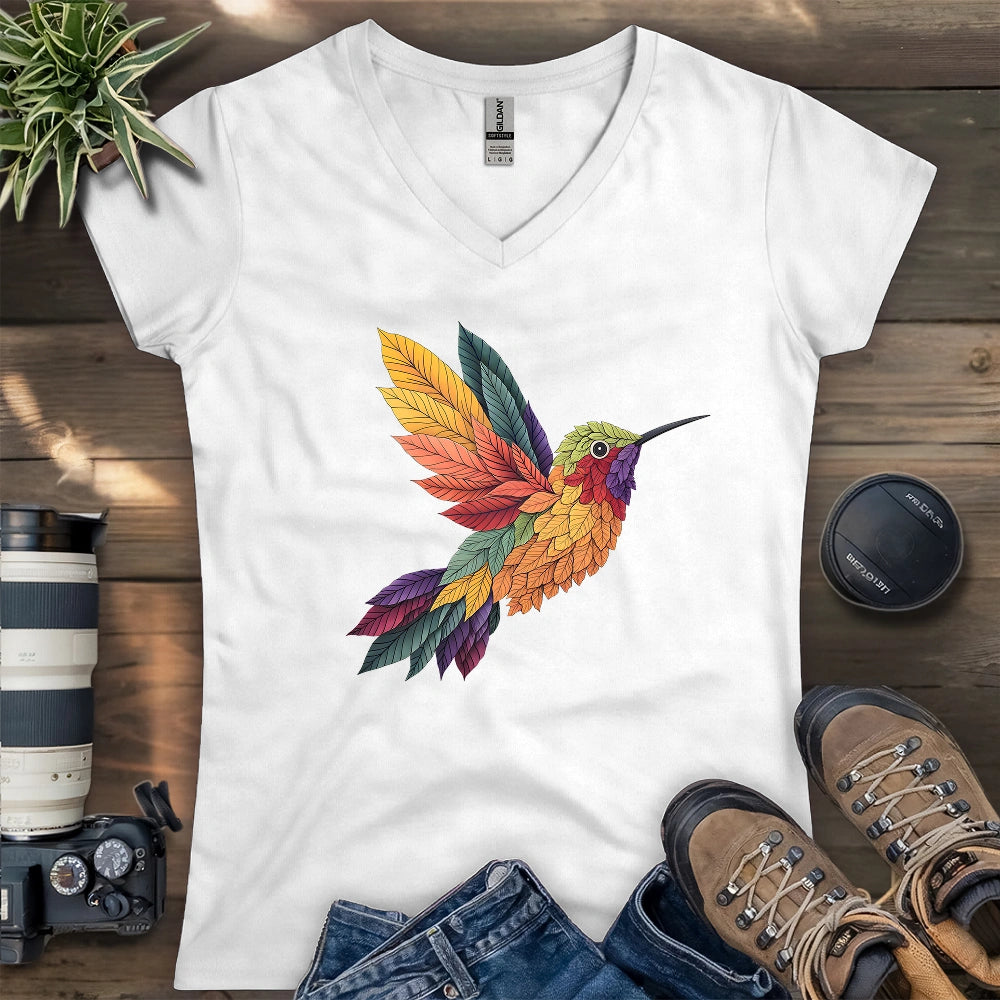 Hummingbird Made By Leaves Lady V-neck