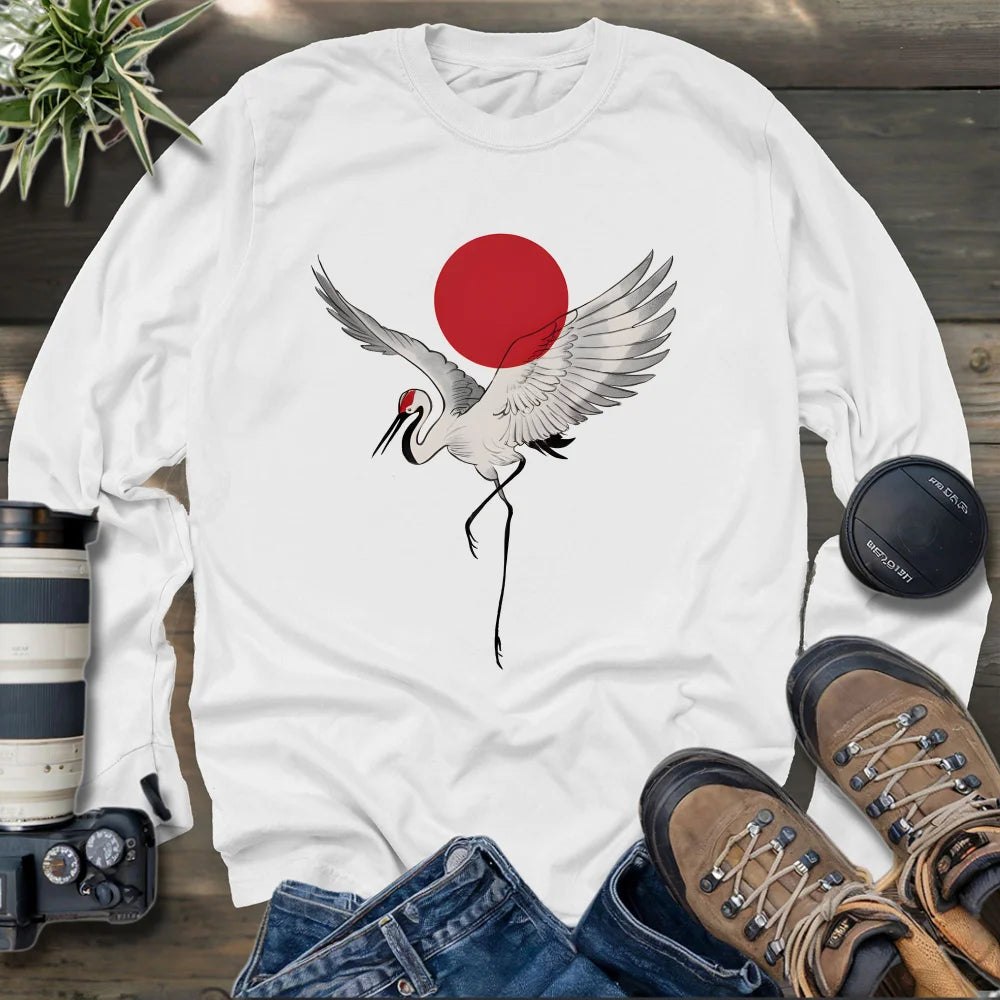Japan Sun Crane Long Sleeve T-shirt